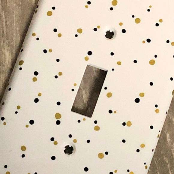 Wall outlet covers with black and gold design handmade 2 piece set - Picture 4 of 6